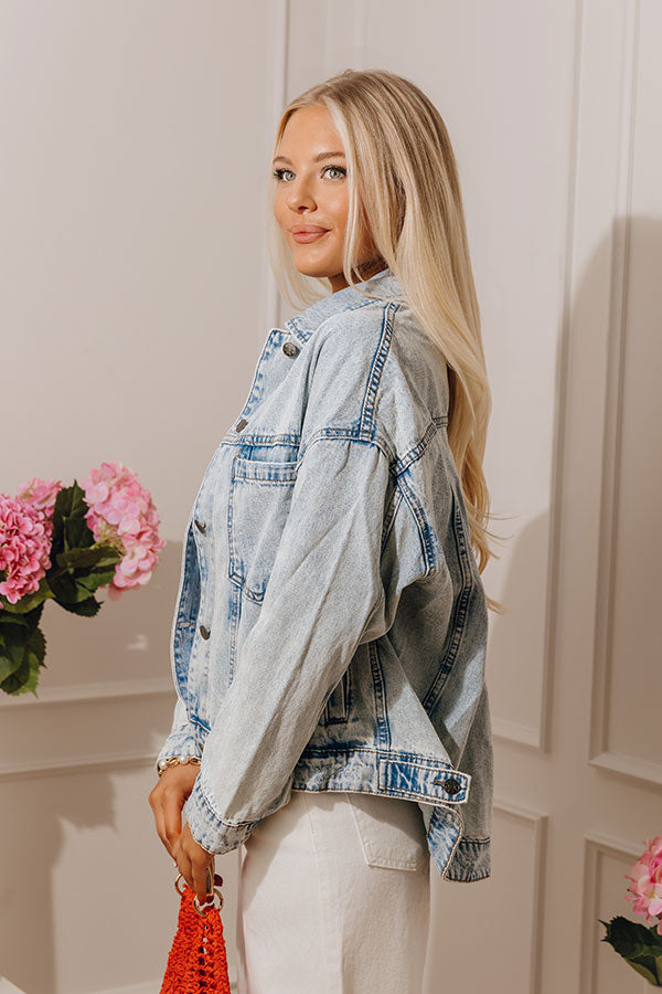 Classic Charm Denim Jacket in Light Wash Image - 3