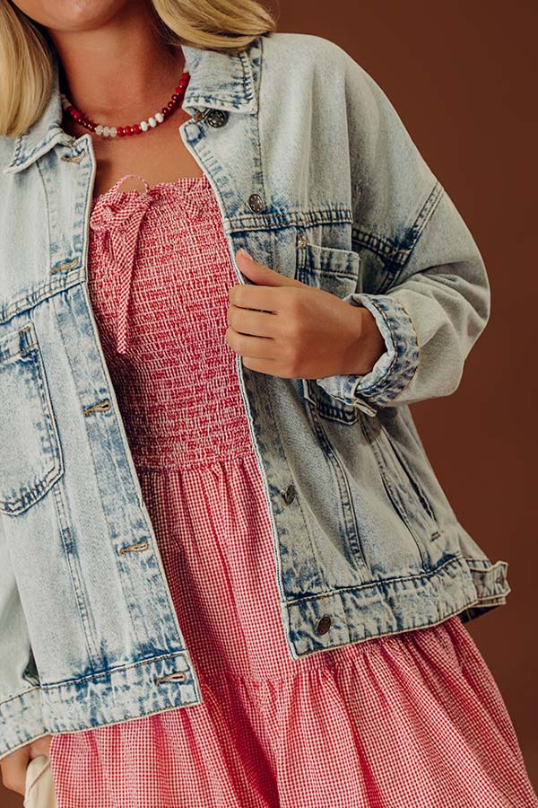 Classic Charm Denim Jacket in Light Wash Image - 2