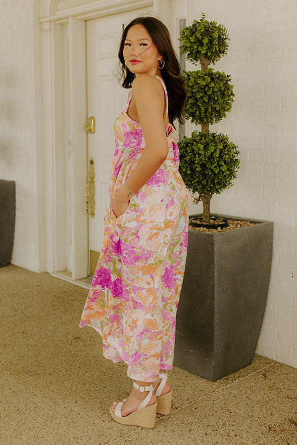 Sunset Twirls Floral Midi Dress Image 3