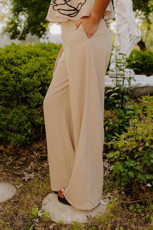 First Class Chic High Waist Wide Leg Pants in Iced Latte Image 3
