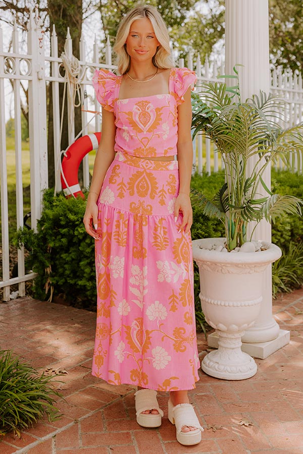 Margaritas Sipping High Waist Floral Maxi Skirt Image 1