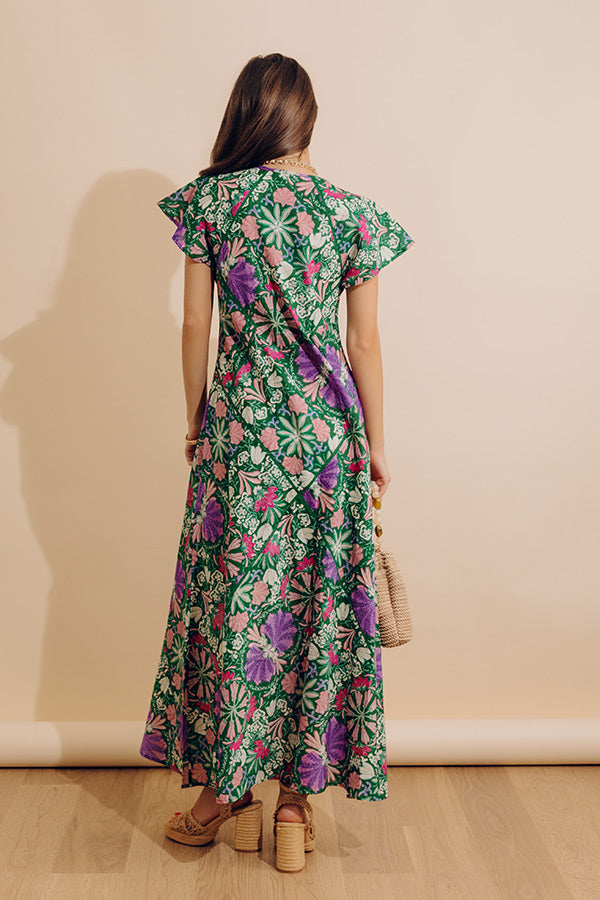 lush maxi dress Lush Garden Floral Chiffon Open-Back Maxi Dress Off White & Pink / M