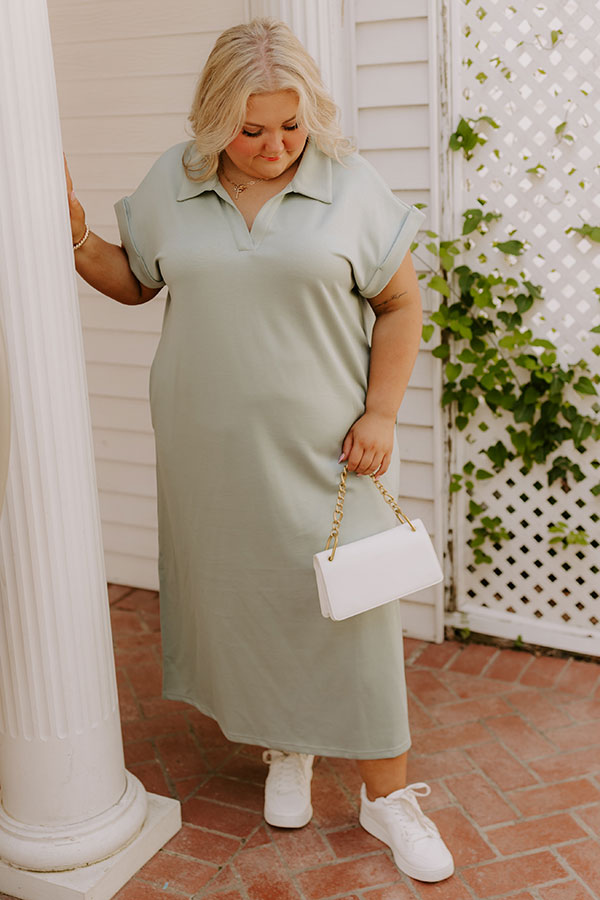 midi dress casual Cue The Casual T-shirt Midi Dress in Sage Curves 1XL / Sage