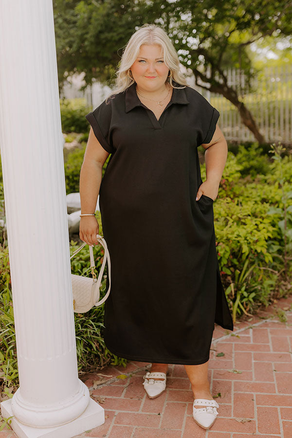 Cue The Casual T-shirt Midi Dress in Black Curves Cue The Casual T-shirt Midi Dress in Black Curves