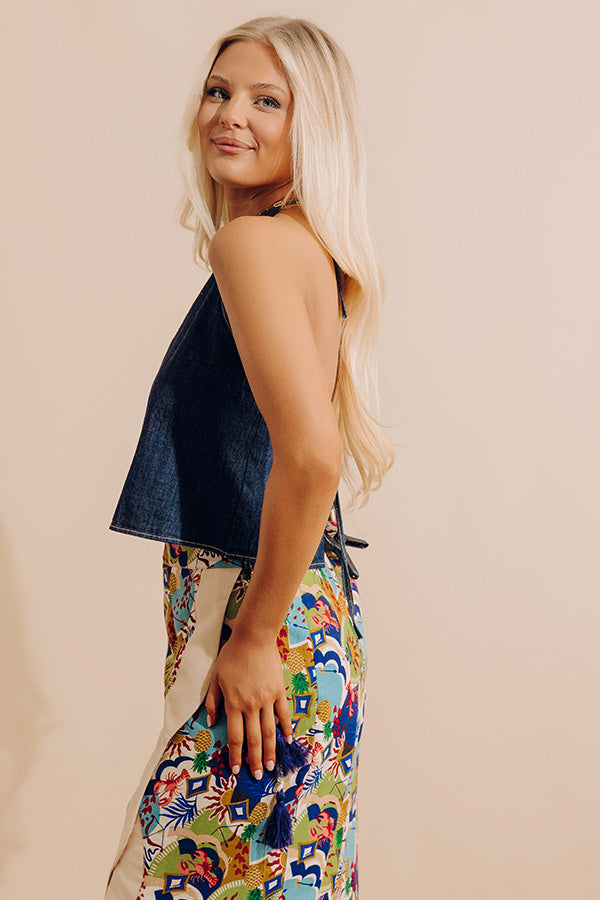 Block Party Ready Denim Halter Top Image - 4
