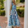 French Riviera Floral Midi Dress in Blue Image 1