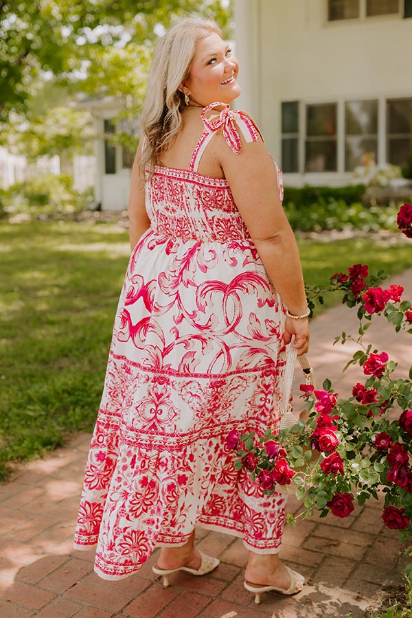 French Riviera Floral Midi Dress in Hot Pink Curves 3XL / hot-pink French Riviera Floral Midi Dress in Hot Pink Curves 3XL / hot-pink