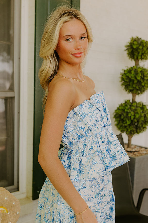 Villa Charm Pleated Top In Blue Image 2