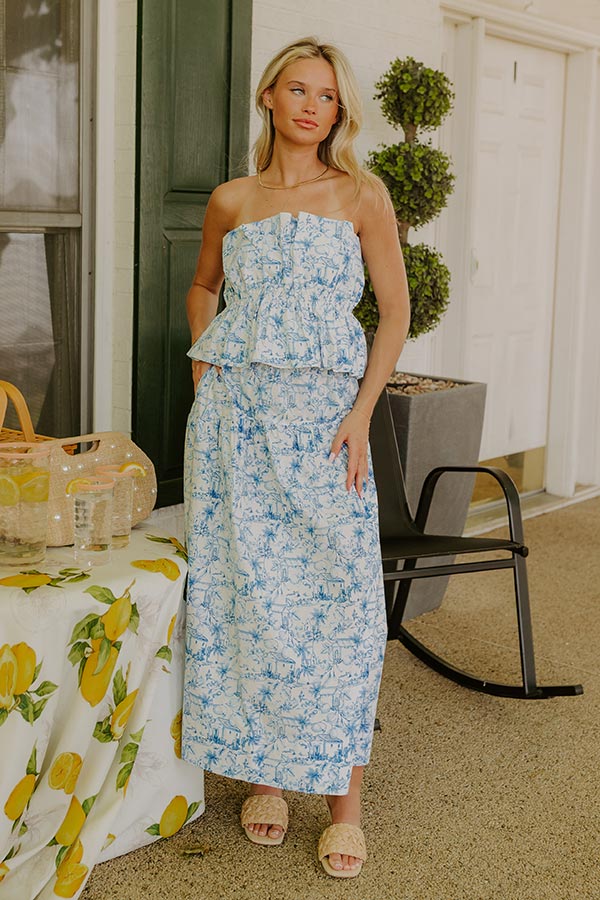 Villa Charm Pleated Top In Blue Image 4