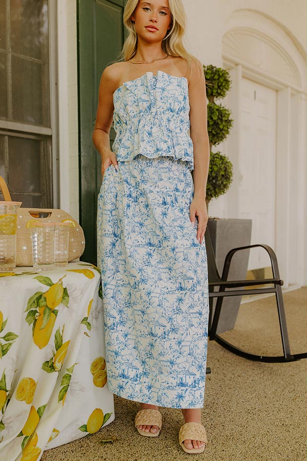 Villa Charm High Waist Maxi Skirt in Blue Image 1