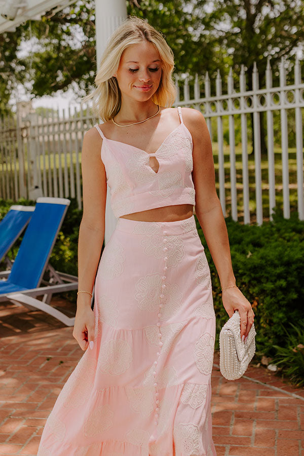 Sunkissed Meadow Embroidered Crop Tank in Pink Image 1
