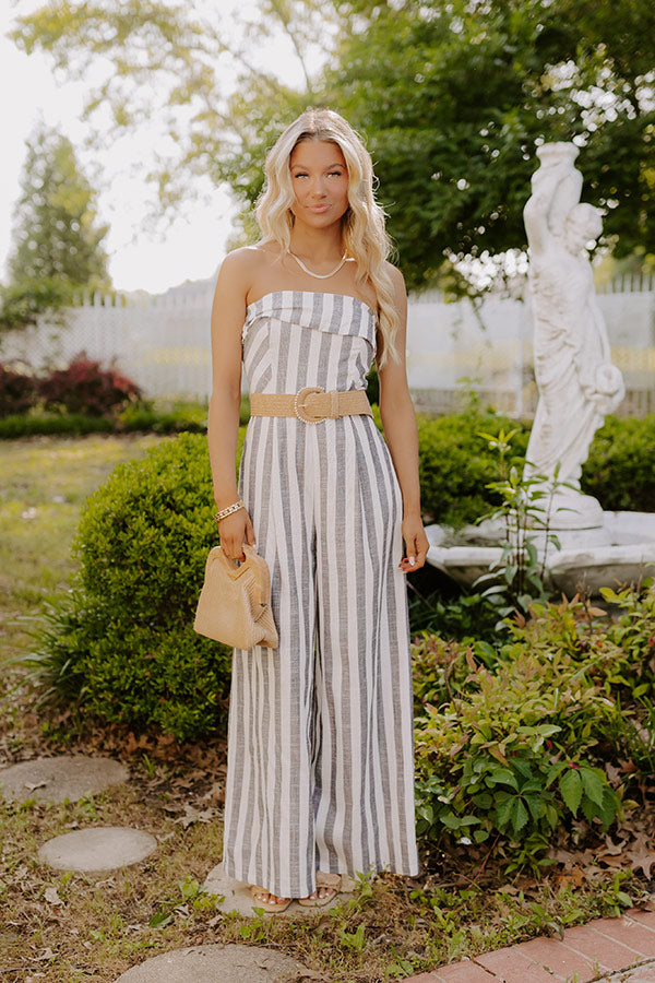 Coastal Stroll Linen-Blend Stripe Jumpsuit Image 4