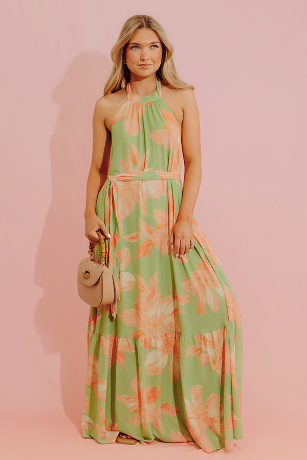 Coastal Blossom Floral Maxi Dress Image - 3