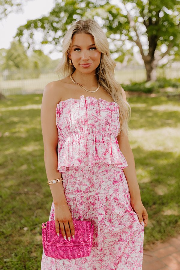 Villa Charm Pleated Top In Pink Image 1