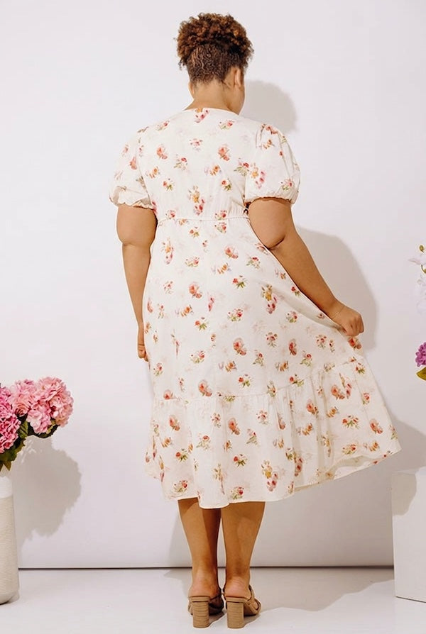 Field Of Grace Floral Midi Dress Curves Image - 2