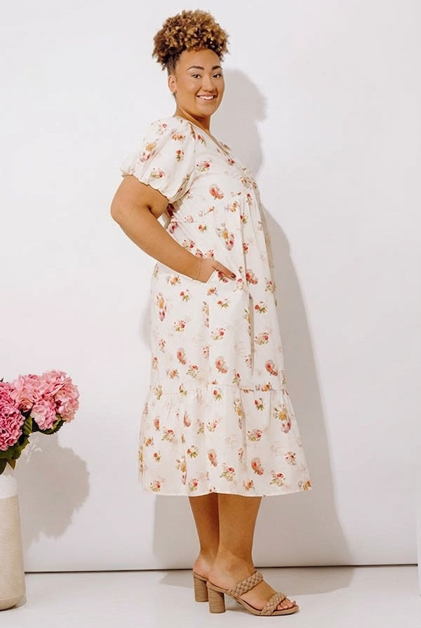 Field Of Grace Floral Midi Dress Curves Image - 3