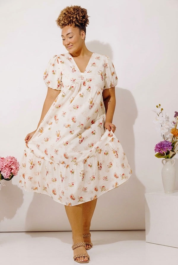 Field Of Grace Floral Midi Dress Curves Image - 4