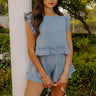 Coastal Muse Gauze Ruffle Top in Airy Blue Image 1