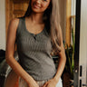 Coastal Brunch Linen-Blend Henley Top in Grey Image - 1