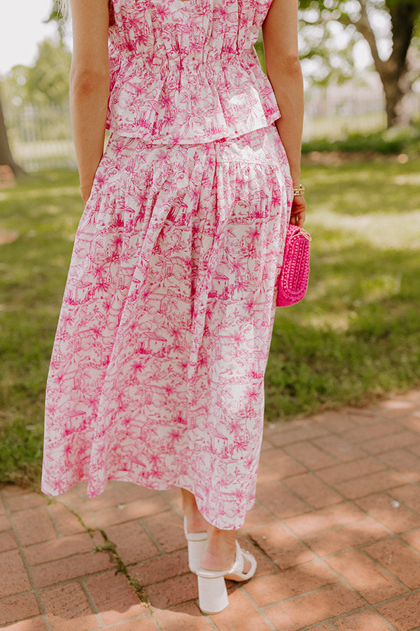 Villa Charm High Waist Maxi Skirt in Pink Image 3