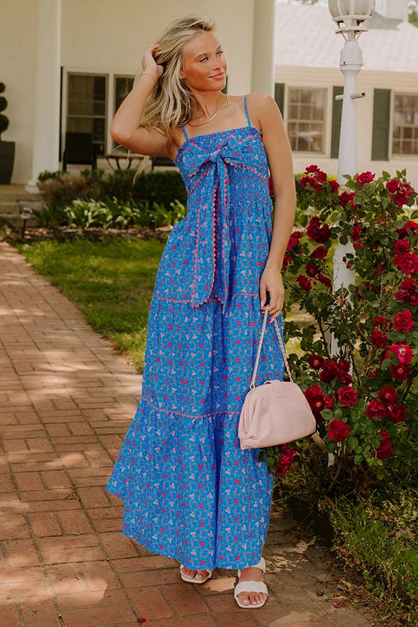 Botanic Bash Front Tie Maxi Dress S / ocean-blue Botanic Bash Front Tie Maxi Dress S / ocean-blue