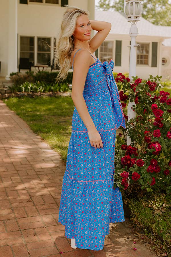 Botanic Bash Front Tie Maxi Dress S / ocean-blue Botanic Bash Front Tie Maxi Dress S / ocean-blue