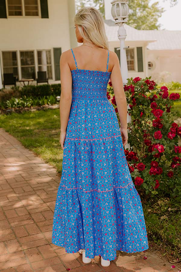 Botanic Bash Front Tie Maxi Dress S / ocean-blue Botanic Bash Front Tie Maxi Dress S / ocean-blue