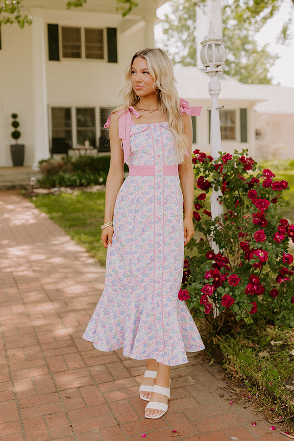 Wine Country Cutie Floral Midi Dress in Pink