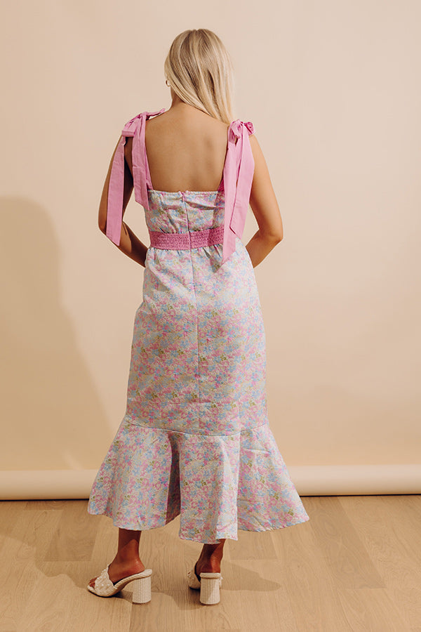 Wine Country Cutie Floral Midi Dress in Pink Image - 3