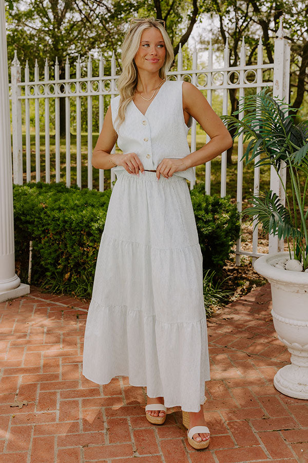 Coastal Chic High Waist Linen-Blend Stripe Maxi Skirt Image 1