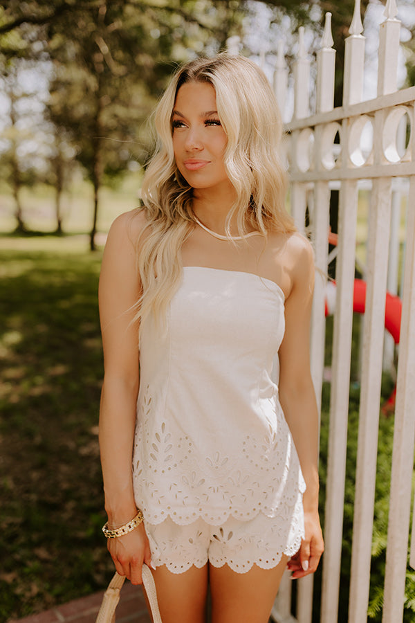 Capri Courtyard Linen-Blend Eyelet Top Image 1