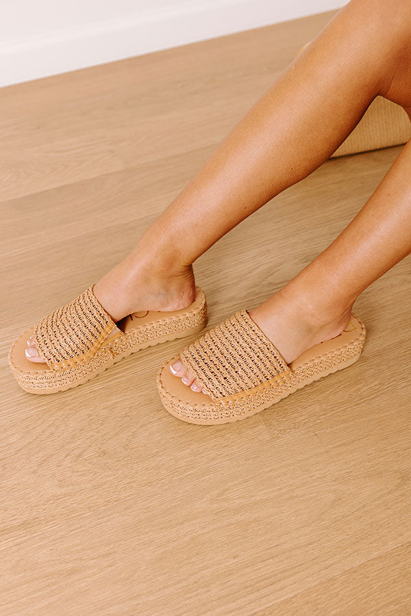 Del Mar Raffia Woven Platform Sandal in Tan Image 1
