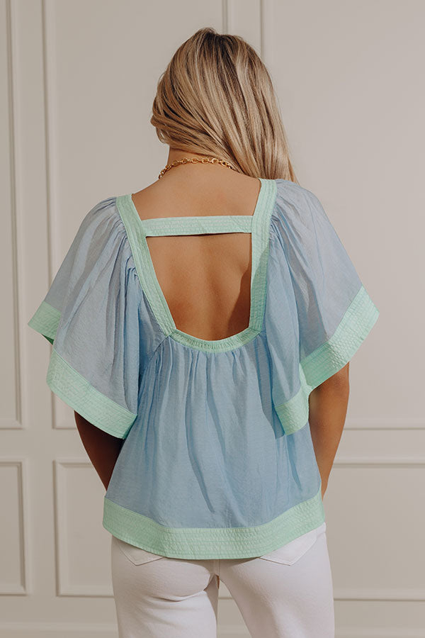 Blissful Smile Babydoll Top in Sky Blue Image - 4