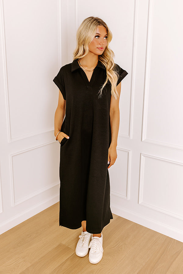 Cue The Casual T-shirt Midi Dress in Black Cue The Casual T-shirt Midi Dress in Black