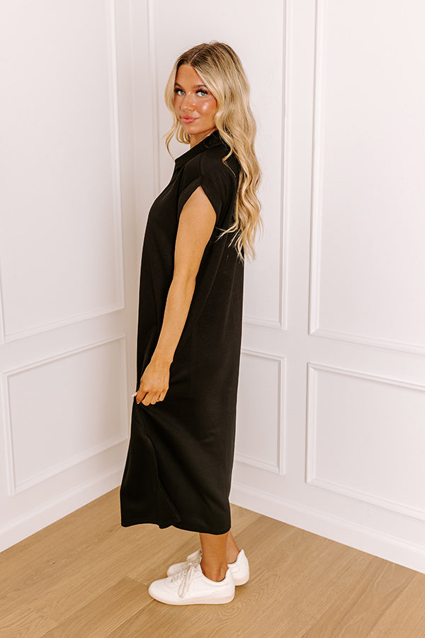 Cue The Casual T-shirt Midi Dress in Black