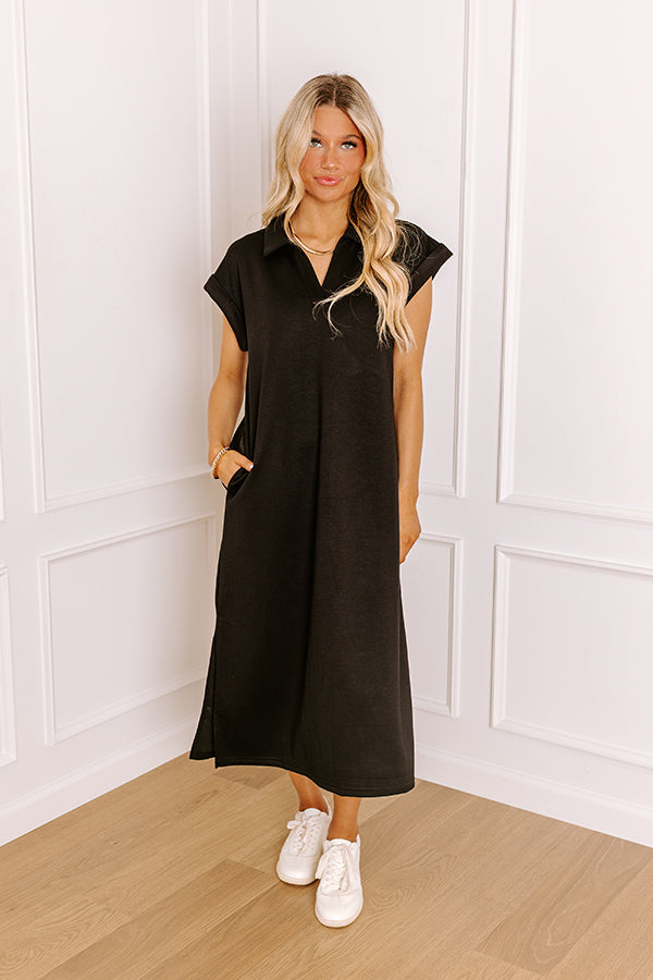 Cue The Casual T-shirt Midi Dress in Black