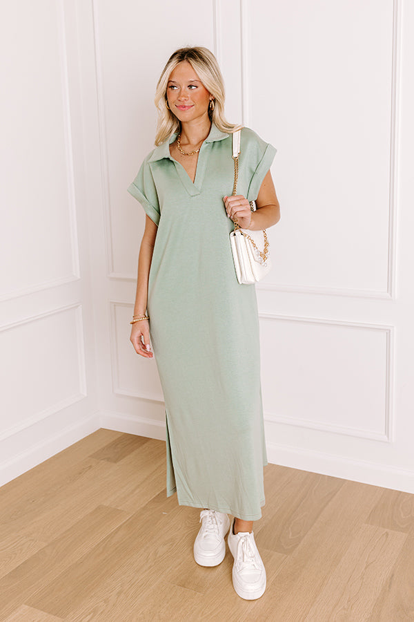 Cue The Casual T-shirt Midi Dress in Sage
