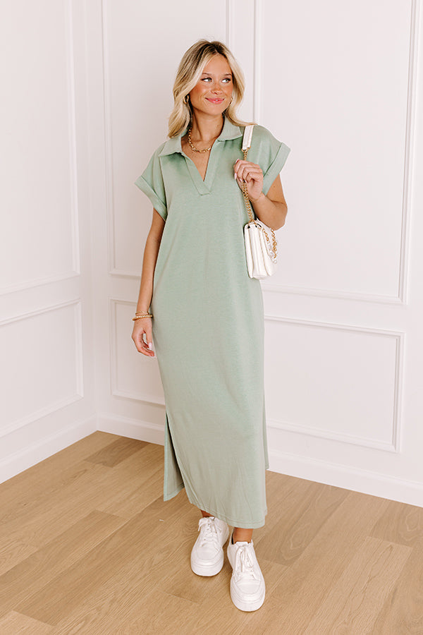 Cue The Casual T-shirt Midi Dress in Sage Cue The Casual T-shirt Midi Dress in Sage