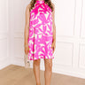 First Class Chic Satin Floral Mini Dress in Hot Pink Image 1