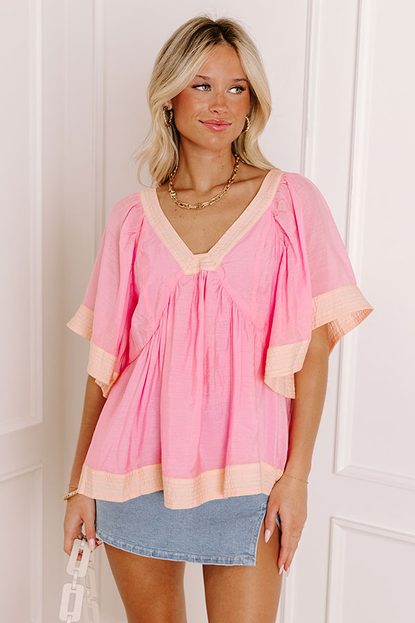 Blissful Smile Babydoll Top in Pink Image - 3
