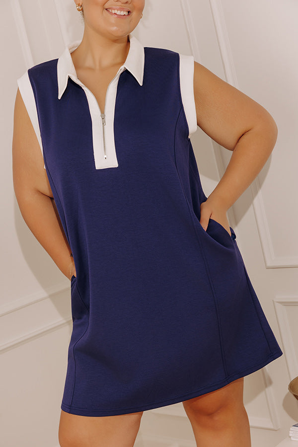 Beach House Brunch Mini Dress in Navy Curves Image - 2