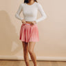 Varsity Vibes High Waist Pleated Skort in Pink Image - 1