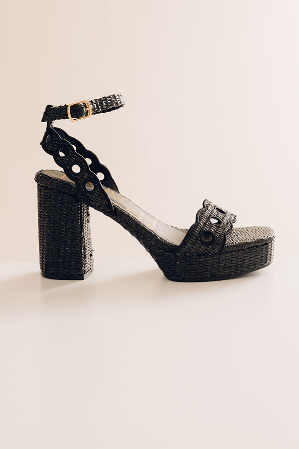 Moorea Raffia Woven Heel in Black