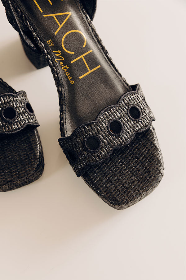 Moorea Raffia Woven Heel in Black Image - 3