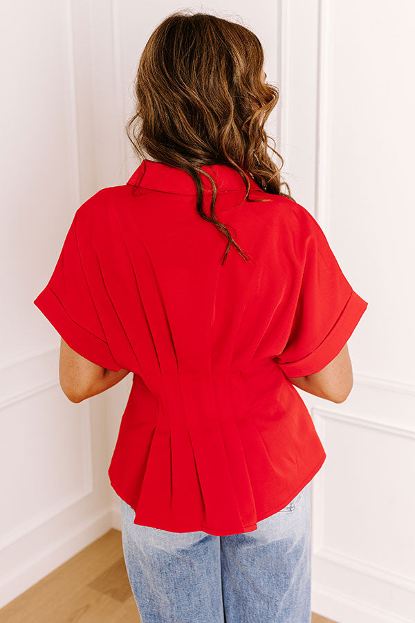 City Socialite Pleated Top In Red Image 5