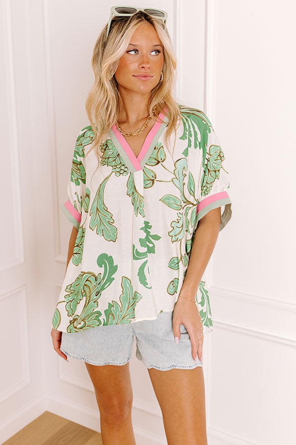 Veranda Views Floral Top in Green Image 3