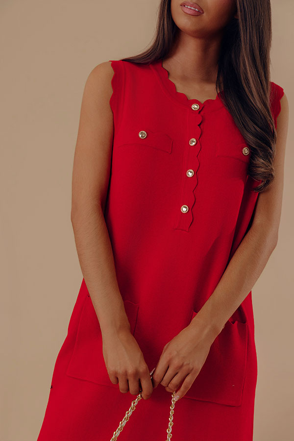 Sweet Darling Knit Mini Dress in Red Image - 2