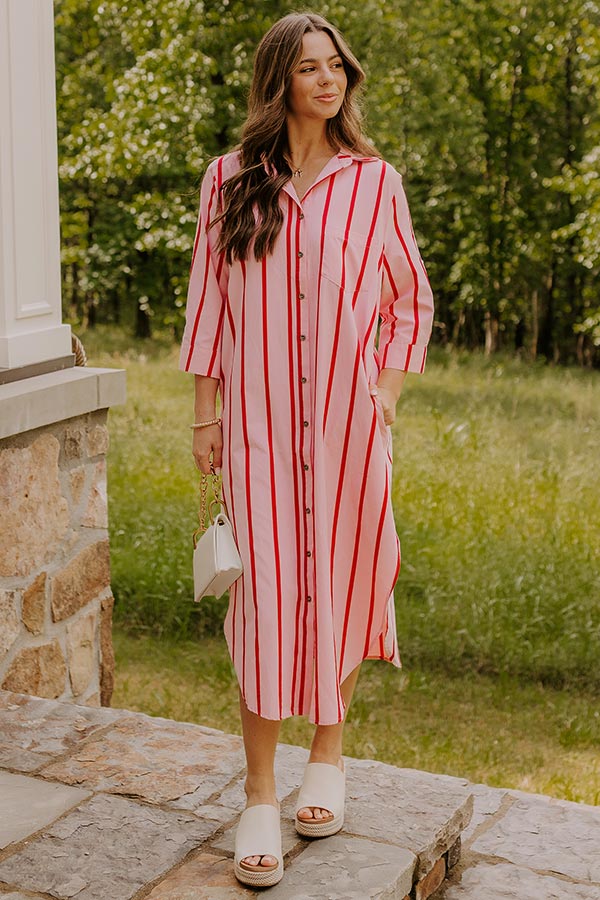 Coastline Chic Stripe Midi Dress Image - 1