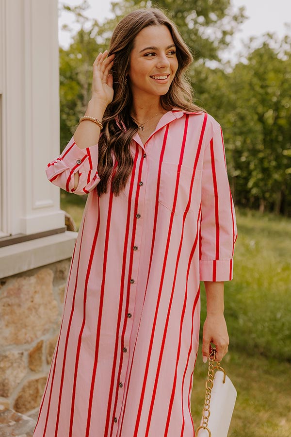 Coastline Chic Stripe Midi Dress Image - 4