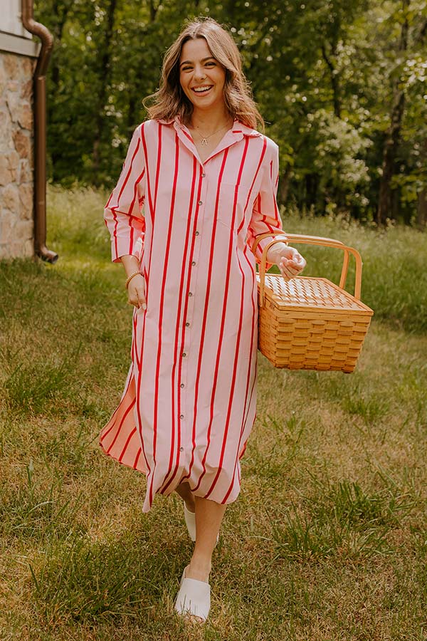 Coastline Chic Stripe Midi Dress Image - 3